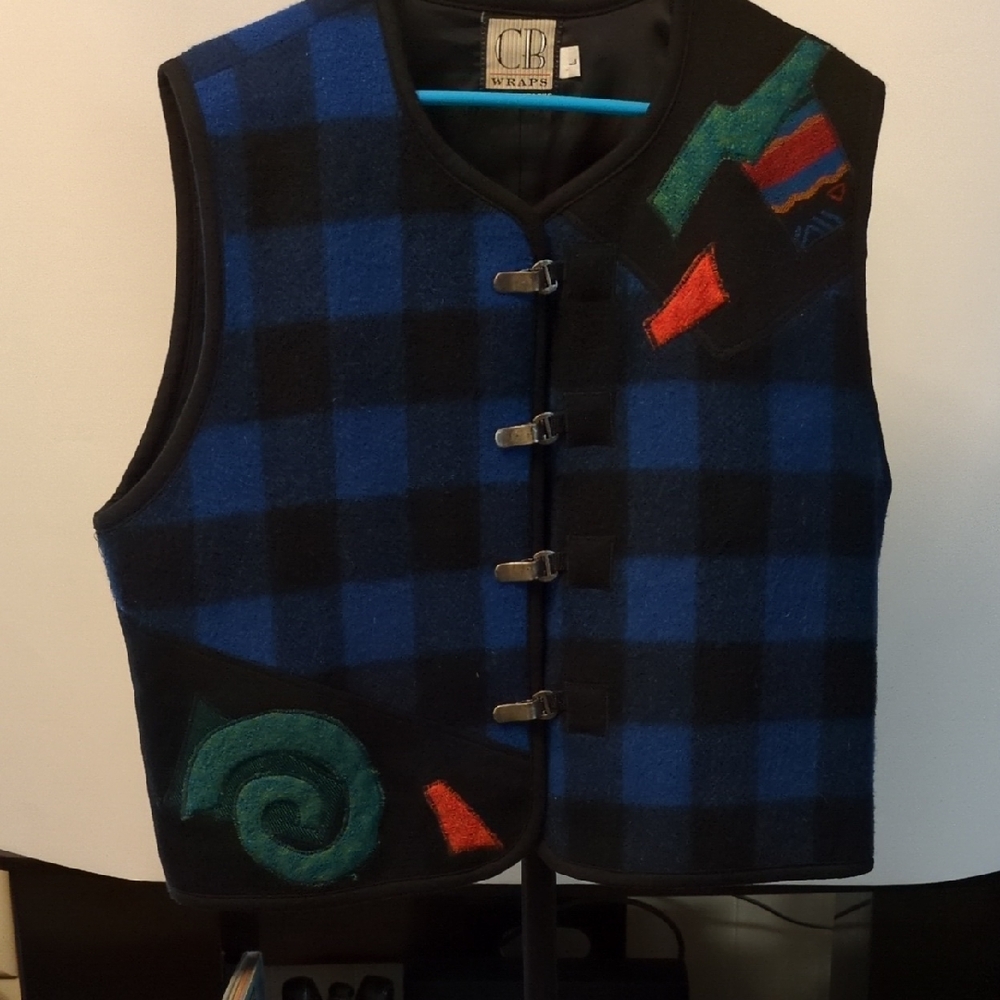 Blue and Black Checkered Vest